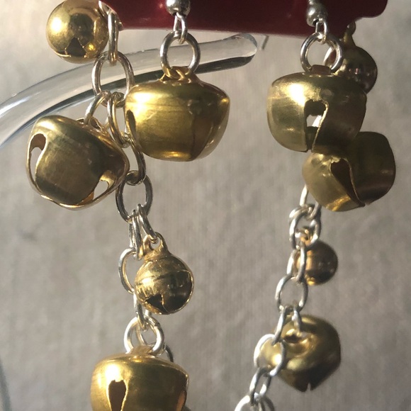 Two Tone Jingle Bell Bracelet And Earring Set - Picture 2 of 3